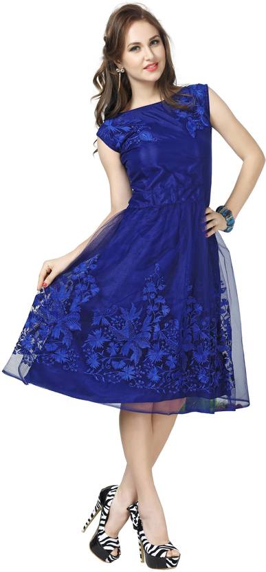 elevate women women s fit and flare blue dress buy blue elevate