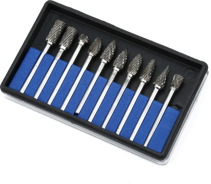 1Set 10Pc Tungsten Steel Carbide Burrs Die Grinder Power Drill Bits Rotary Tool