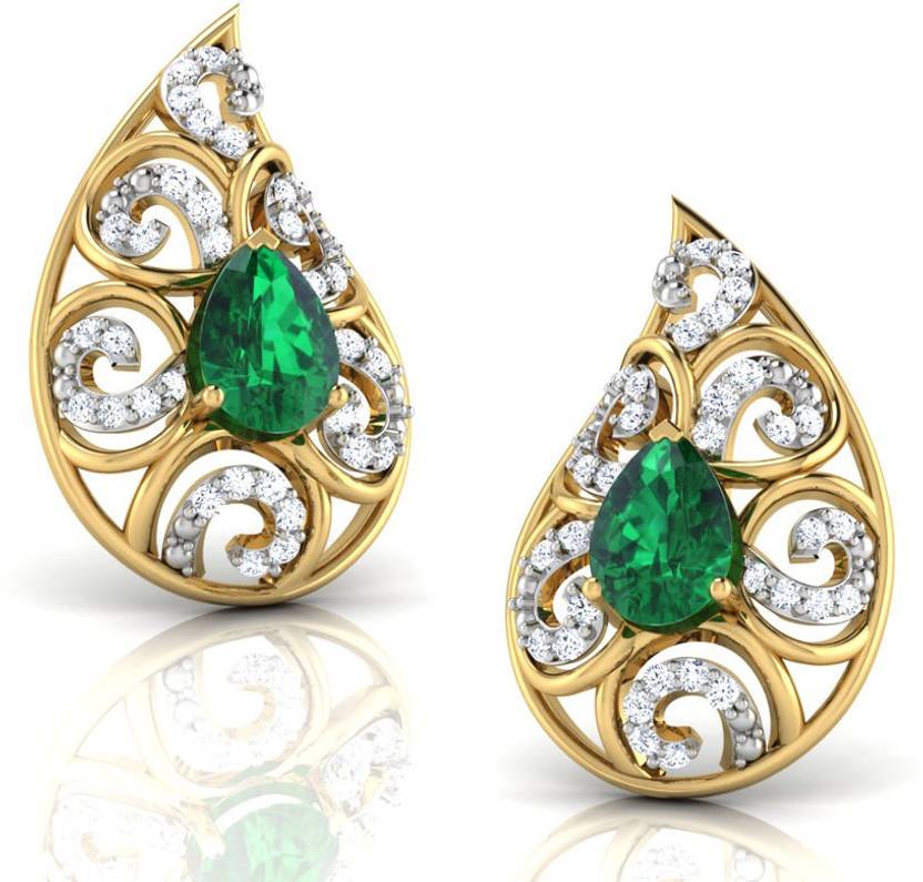 Caratlane Lahari Paisley Yellow Gold 18kt Diamond Emerald Caratlane Lahari Paisley Yellow Gold 18kt Diamond Emerald