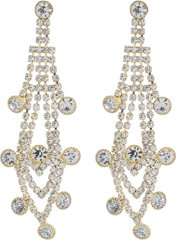Page Large Vertical At Aadyaa Collections Embellished Metal Chandelier Earring
