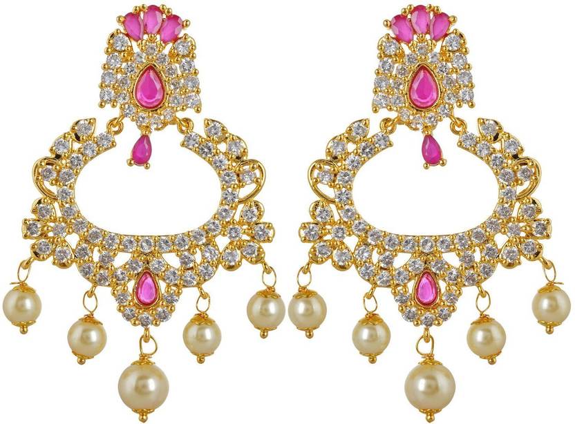 Page Large Vertical At Bhansali Jewels American Diamond Earrings Brass Chandelier Earring