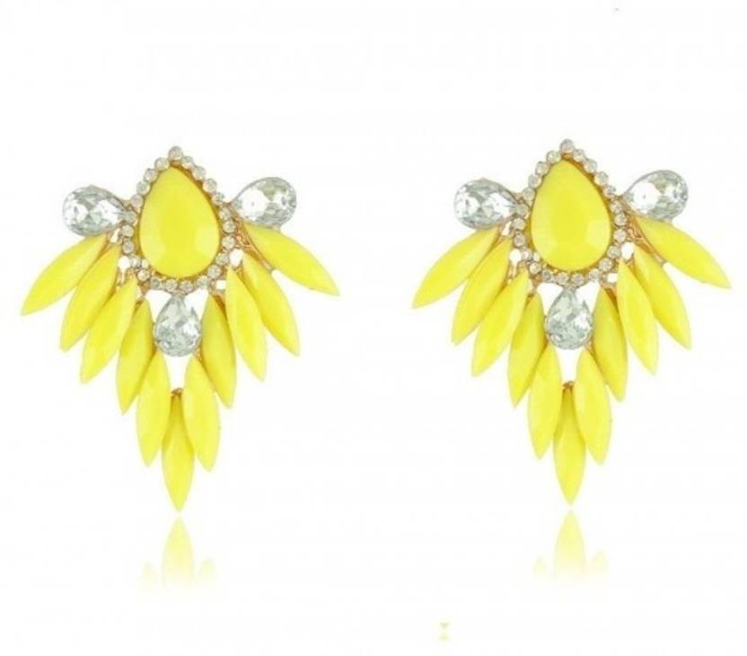 Flipkart Crunchy Fashion Neon Yellow Crystal Alloy Crunchy Fashion Neon Yellow Crystal Alloy Chandelier Earring