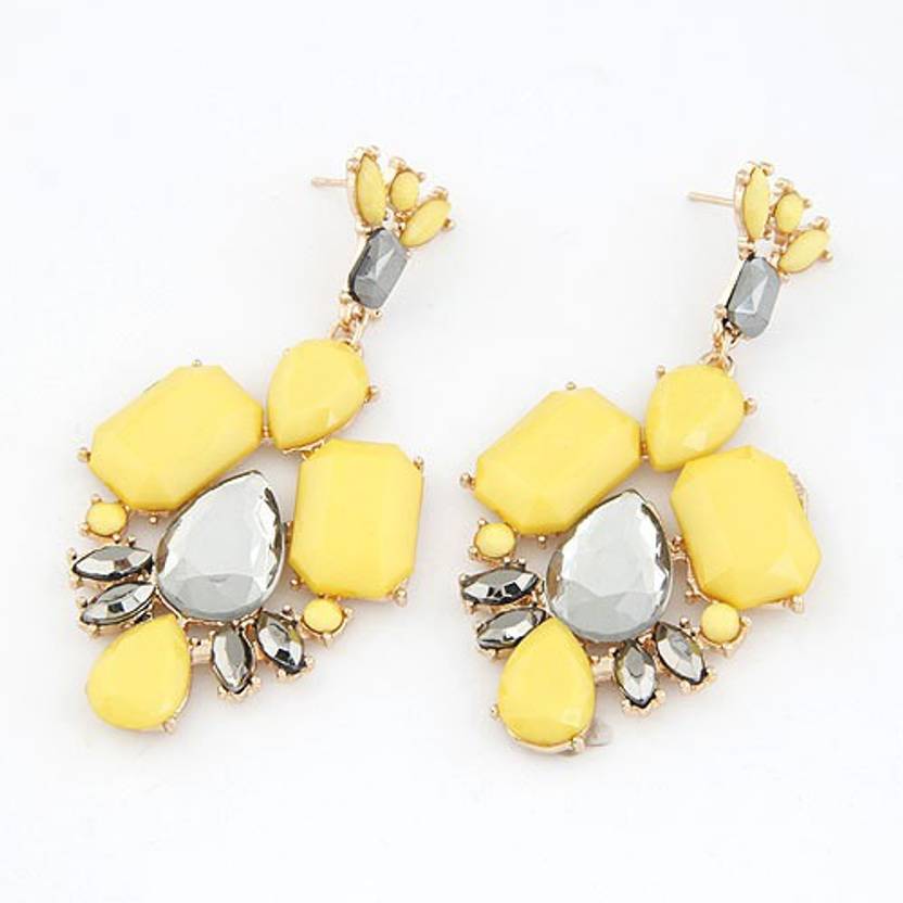 Flipkart Com Cinderella Collection By Shining Diva Golden Cinderella Collection By Shining Diva Golden Yellow Crystal Alloy Chandelier Earring