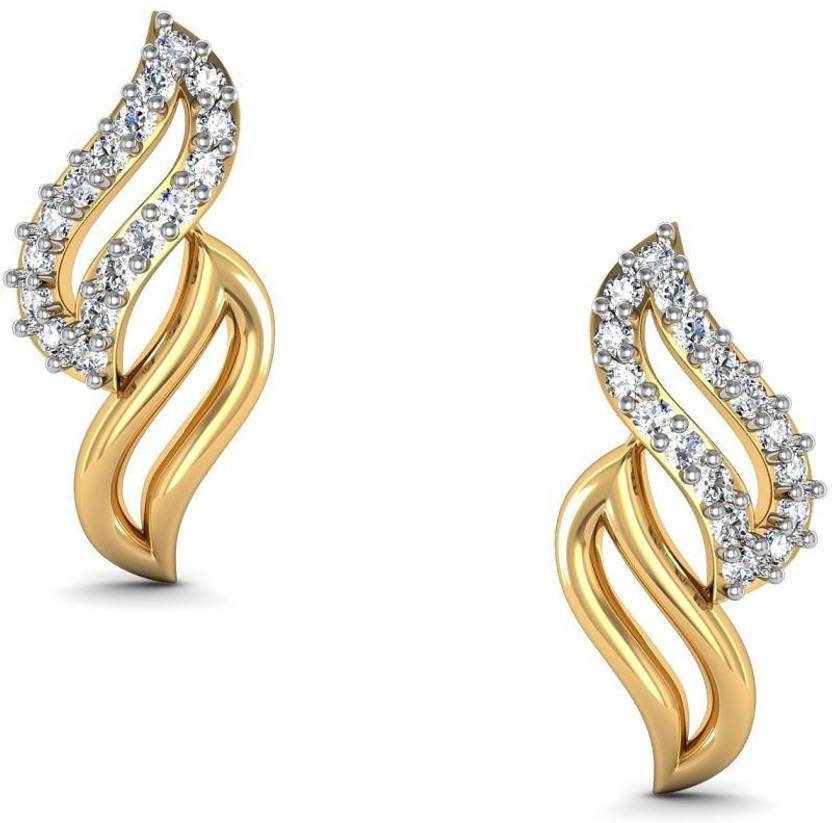 Avsar Karnataka Yellow Gold 14kt Swarovski Crystal Stud Earring Avsar Karnataka Yellow Gold 14kt Swarovski Crystal Stud Earring