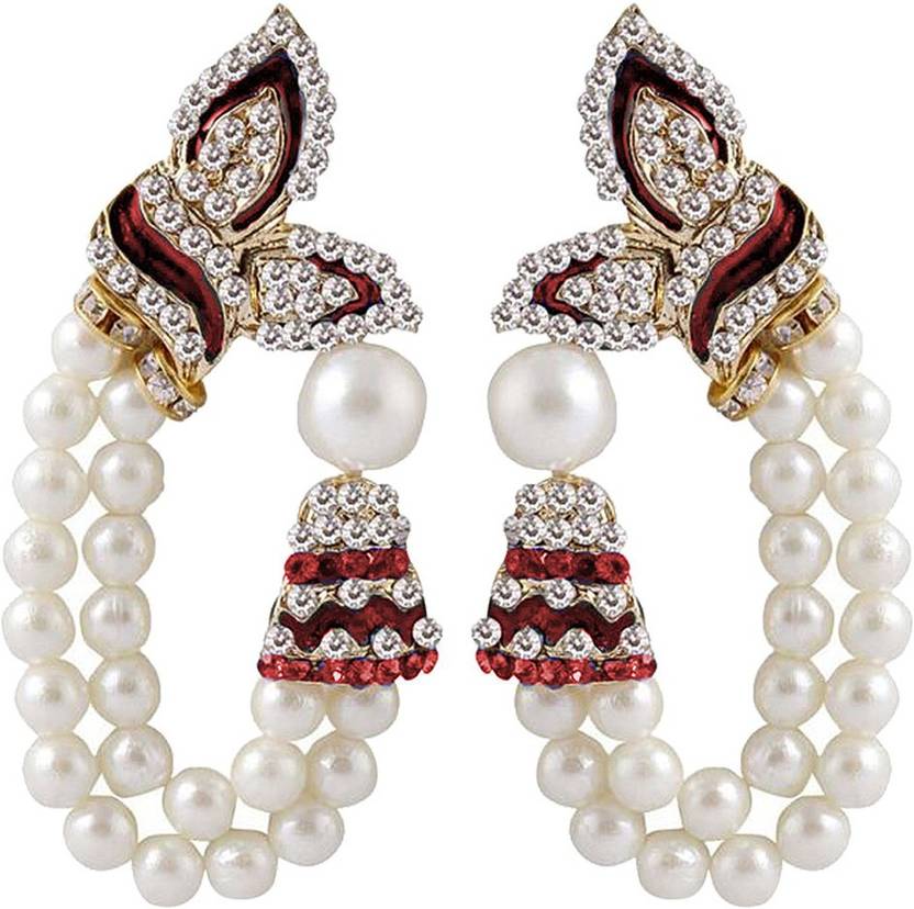 Flipkart Com Peora Attractive Pearl Hanging Alloy Chandelier Peora Attractive Pearl Hanging Alloy Chandelier Earring