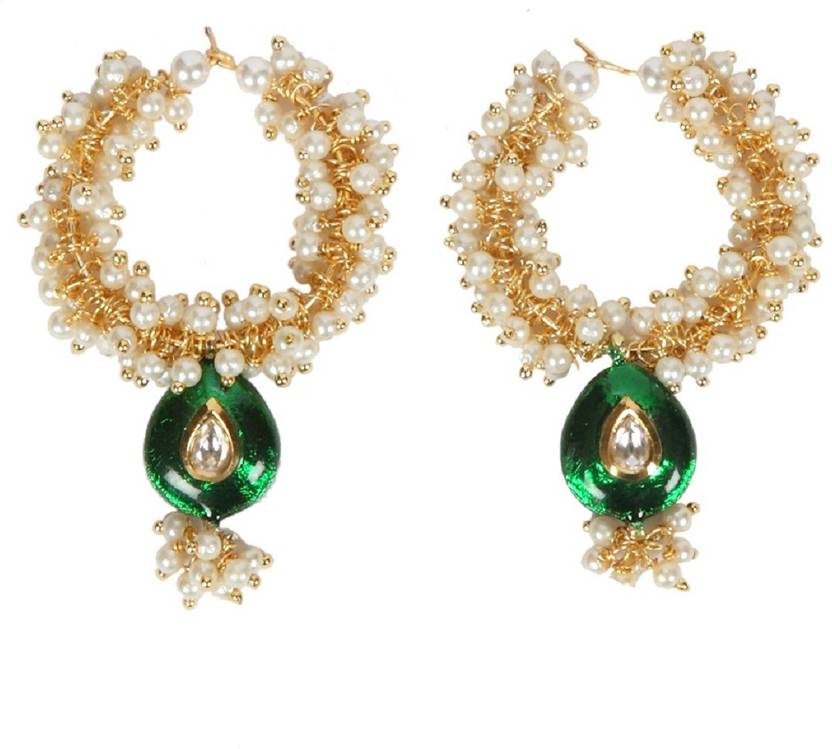 Flipkart Envy Hoop With Lariya Green Meena Mother Of Pearl Envy Hoop With Lariya Green Meena Mother Of Pearl Earring