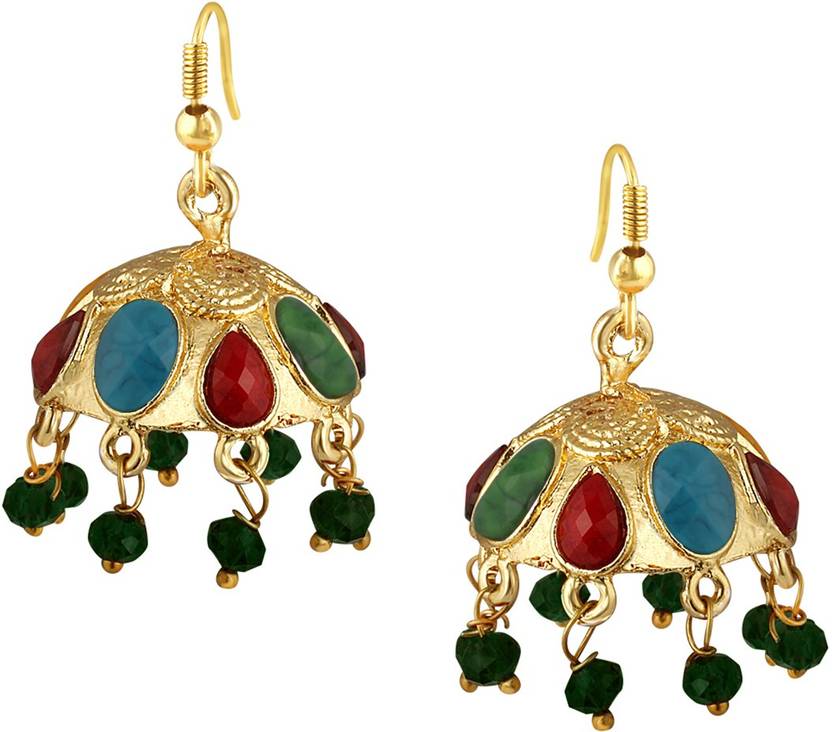 Spargz Navratan Jhumki Gold Plated Traditional Fashion Earrings For S And Women Beads Alloy Earring Spargz Navratan Jhumki Gold Plated Traditional Fashion Earrings For S And Women Beads Alloy Earring