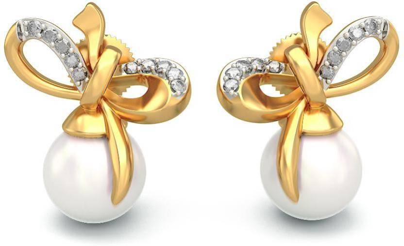 Bluestone Sani Yellow Gold 14kt Diamond Pearl Stud Earring Price In India Buy Bluestone Sani Yellow Gold 14kt Diamond Pearl Stud Earring Online At Flipkart Com