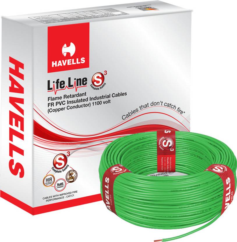 HAVELLS PVC, FR PVC 0.75 sq/mm Green 90 m Wire Price in India Buy