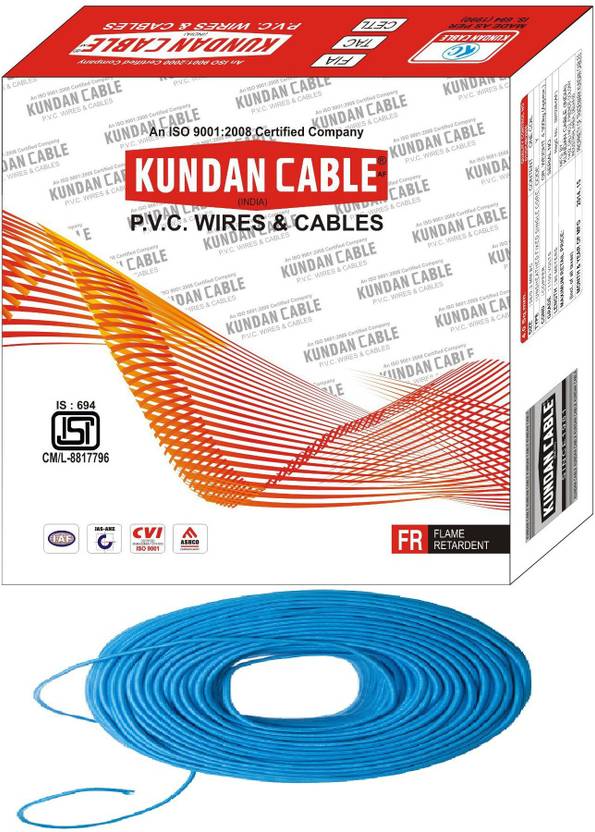 KUNDAN CABLE PVC 4 sq/mm Blue 90 m Wire Price in India Buy KUNDAN