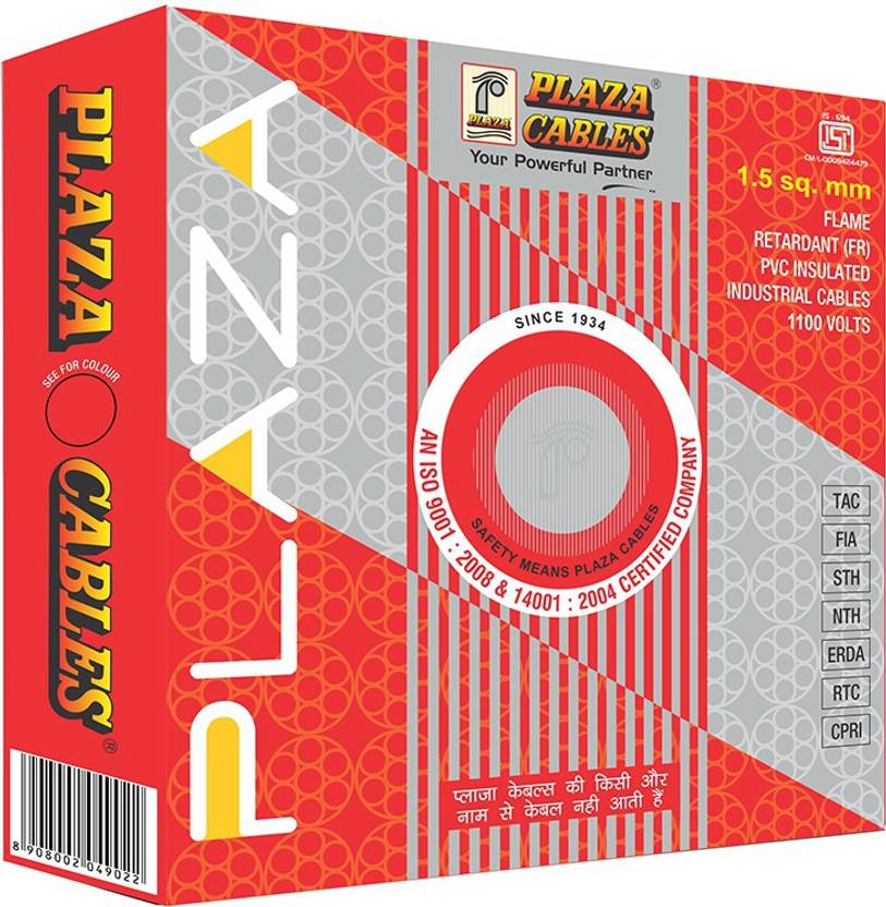 Plaza Wires PVC 1 5 Sq mm Black 90 M Wire Price In India Buy Plaza
