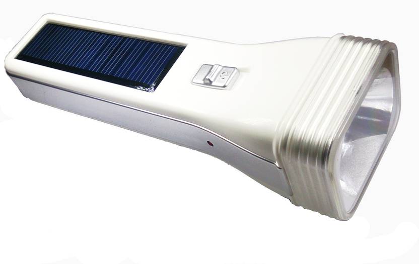 Tuscan Long Range Solar Rechargeable Torch Led Flashlight Tuscan Long Range Solar Rechargeable Torch Led Flashlight White