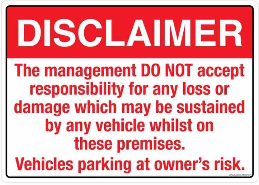 safety sign store disclaimer