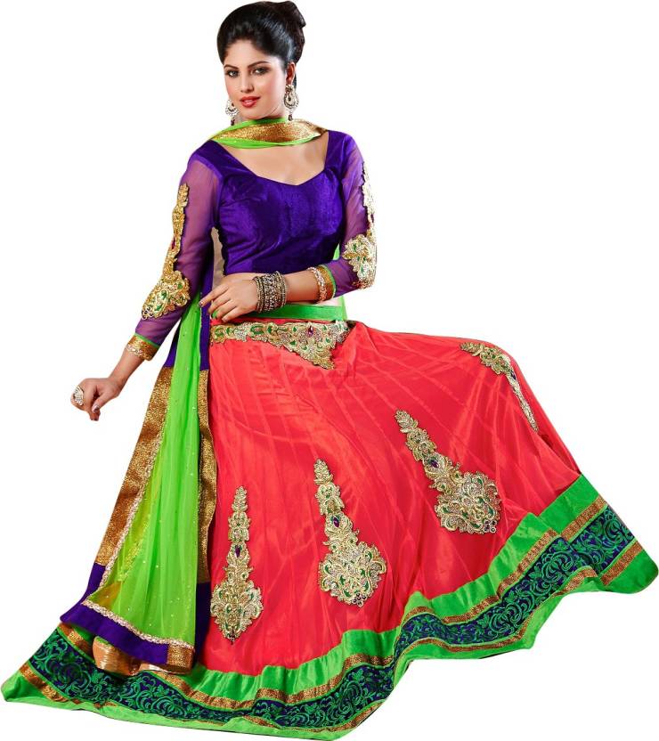 Panchhi Fashion Net Embroidered Lehenga Choli Material Price in India ...