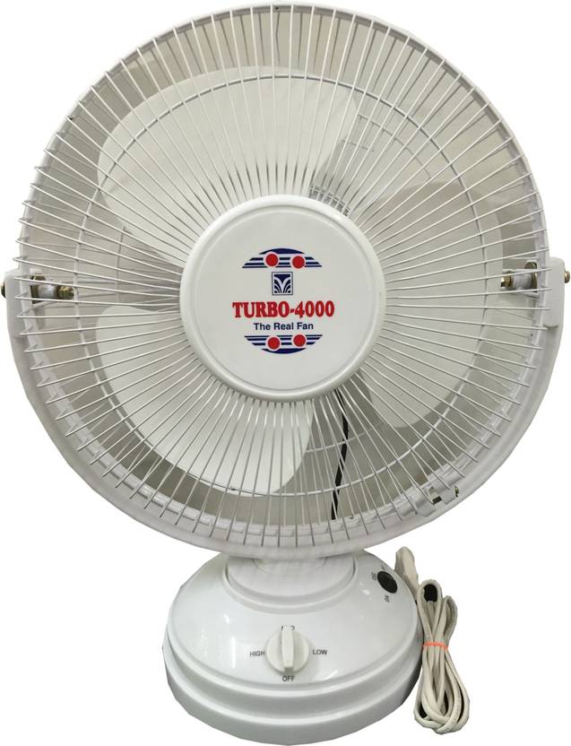 Turbo 4000 All Purpose With Revolving 12 Inch 3 Blade Table Fan Turbo 4000 All Purpose With Revolving 12 Inch 3 Blade Table Fan White
