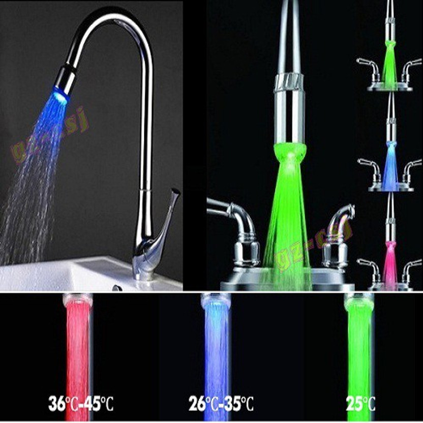 3 Color Temperature Sensor/7 Color Changing/Single Led Tap Water Faucet