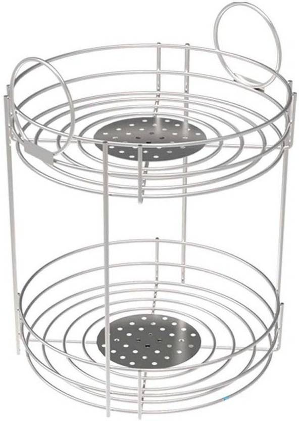 Floraware Saffron 2 Tier Stainless Steel Round Silver Plastic Fruit Floraware Saffron 2 Tier Stainless Steel Round Silver Plastic Fruit Vegetable Basket
