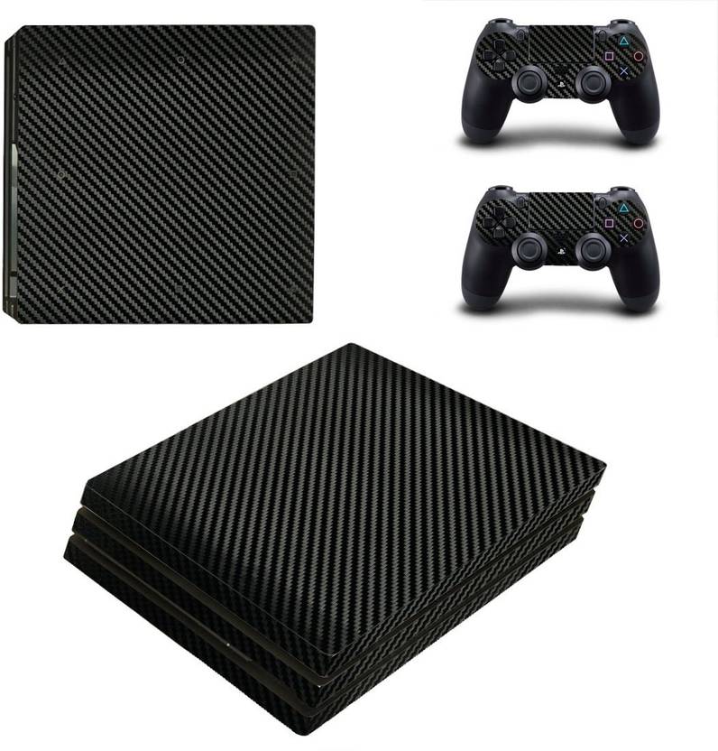 hytech plus black carbon fiber theme sticker for ps4 pro console 2
