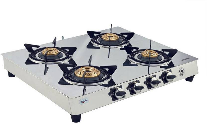 Sunshine Brilliante Four Burner Mirror Steel Manual Gas Stove