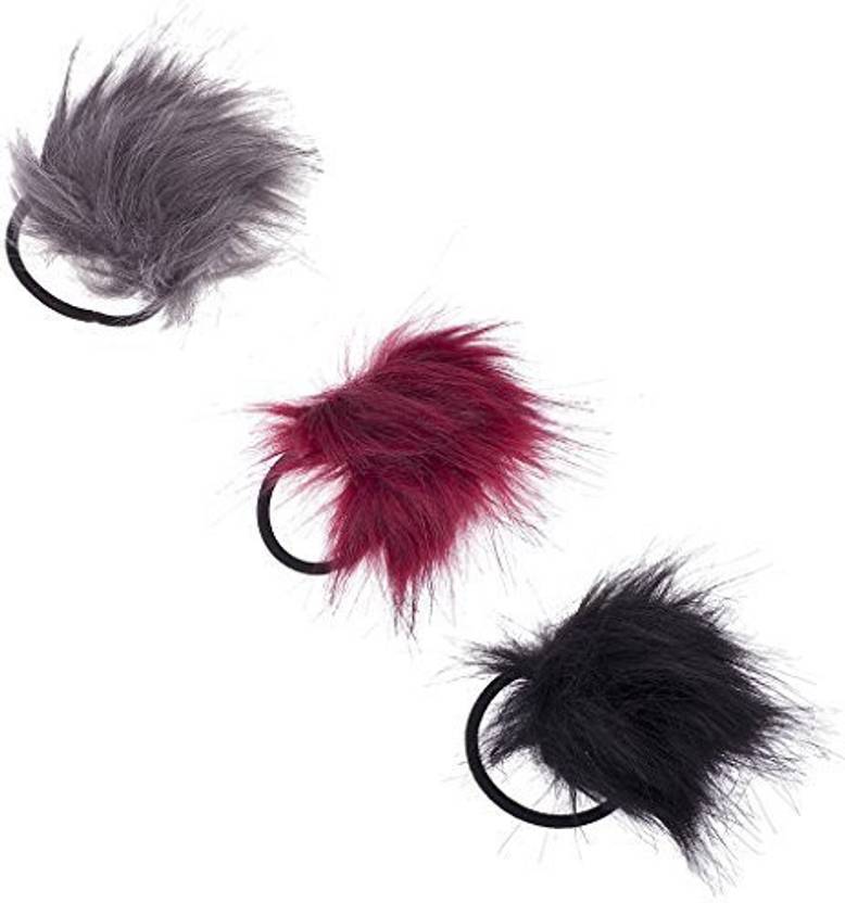 Lux Accessories Lux Accessories Black Red And Grey Fuzzy Elastic