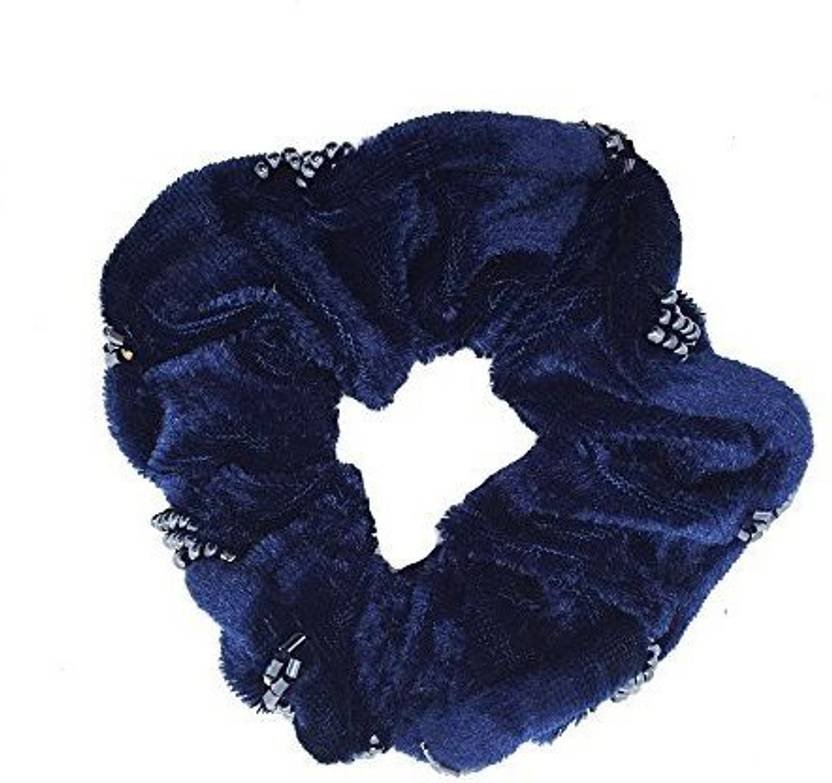 Ntl Accessories 1 Pair Hair Scrunchies Velvet Dark Blue Elastic
