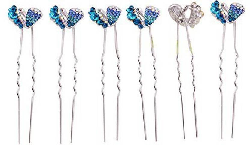 Teemi 6 Pcs Blue Rhinestone Hair Pins For Women Wedding Hair Pins