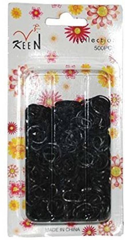 Keen 500 Black Rubber Band Elastic Silicone Hair Ties Hair
