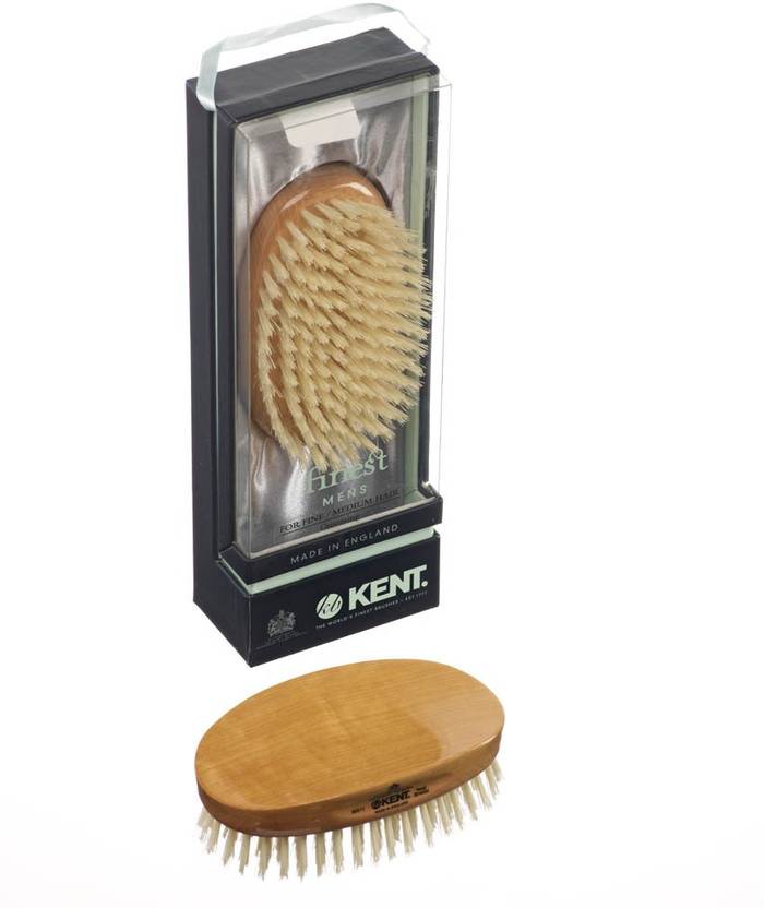 Kent Ms11 Oval Satinwood White Pure Bristle Luxury Military Brush