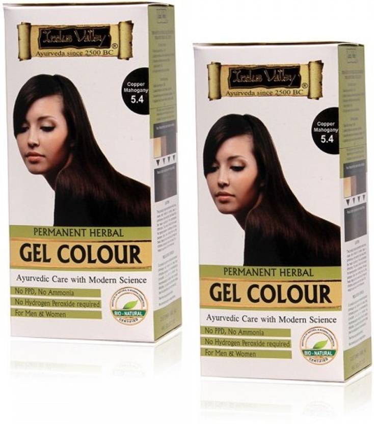 Indus Valley Permanent Herbal Hair Colour Copper Mahogany 5 4 Kit