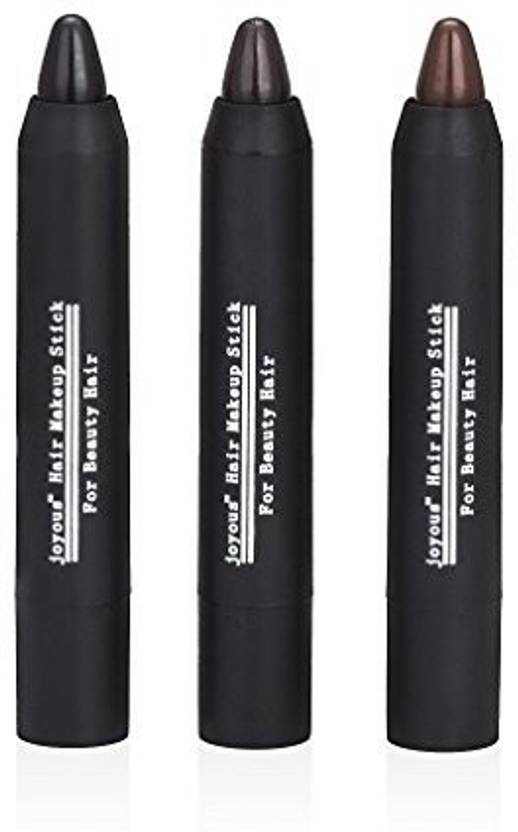 Joyous Professional Hair Chalk Pens Temporary Hair Dye Non Toxic Hair Color Crayon Cover White Hair Color Patch 3packs Black Dark Brown Coffee Hair