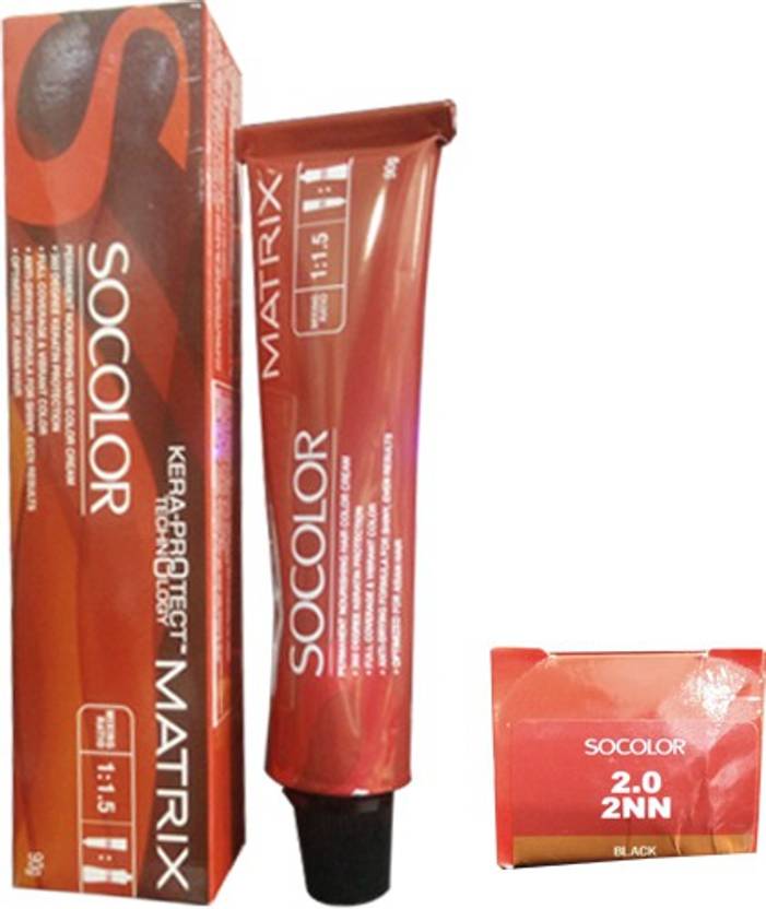 MATRIX Socolor Permanent Cream Hair Color , 2.0 Black Price in India