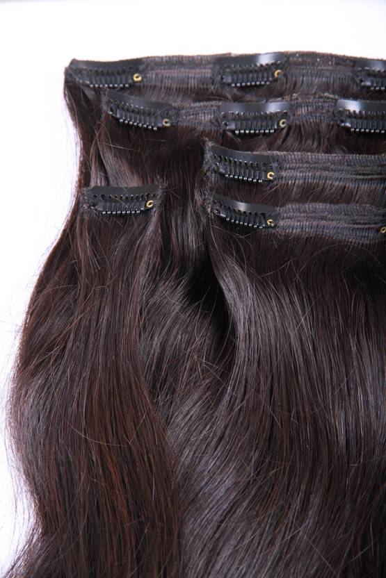 Majik Clip On Remy Human Extensions Natural Black 26 Inches Hair