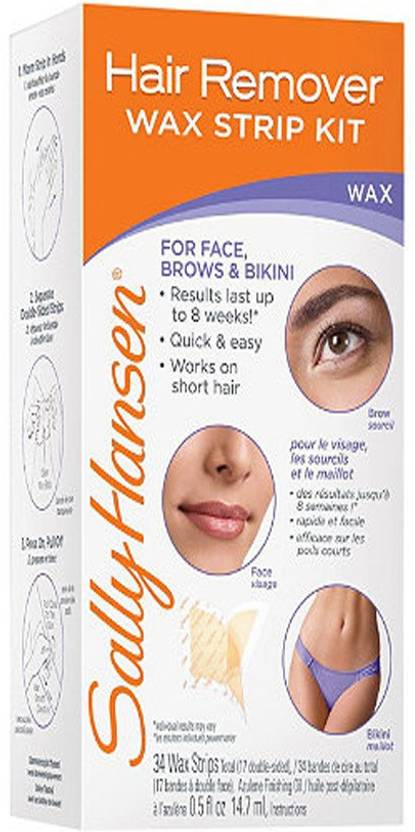 Sally Hansen Hair Remover Wax Strip Kit For Face Brows Bikini