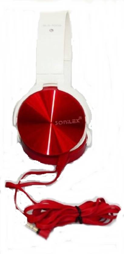 Sonilex SLG 1009 3 D Sound//Stereo Dynamic Wired Headphones (White And Shiny Red, On the Ear) 