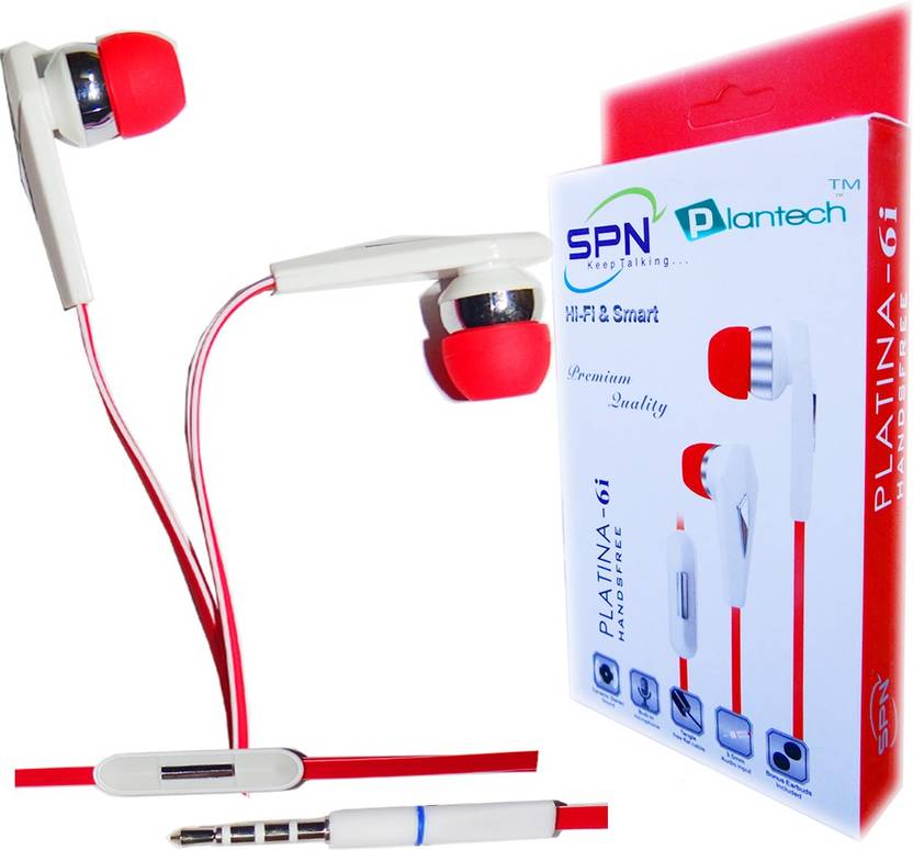Plantech Spn Earphone For Motorla Moto Android Mobile Series Stereo Dynamic Wired bluetooth Headphones (Red, In the Ear) 