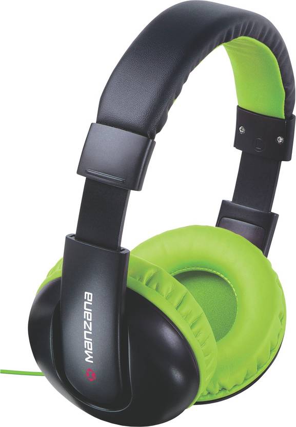 Manzana HangOn Noise Isolation Headphone Stereo Wired Headphones (Green+Gray, Over the Ear) 