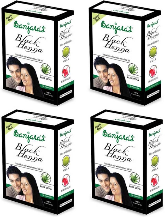 Banjara's Black Henna With Aloevera 50 G set of 4 pack Price in India
