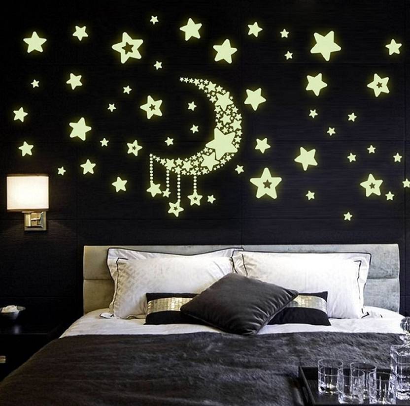 shrih medium moon and stars glow in the dark wall sticker price in