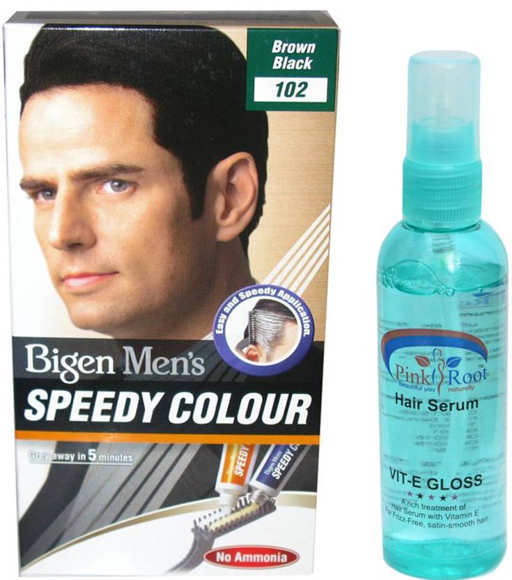 Bigen Men S Speedy Hair Colour 102 Brown Black With Pink Root Hair Serum Hair Color