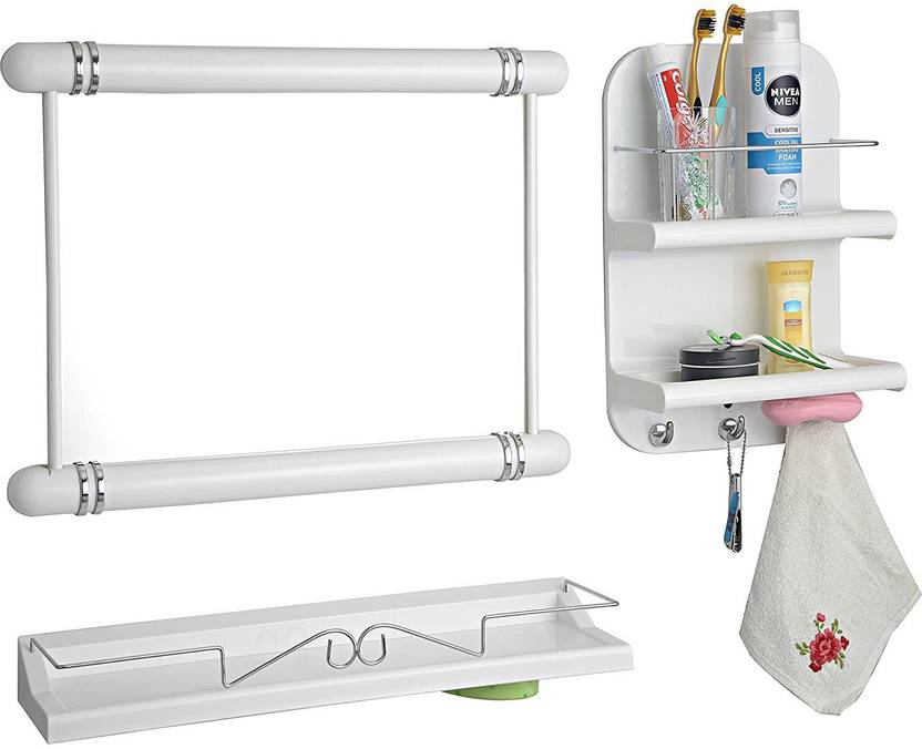 Uw 3 Pc White Color Bathroom Organizer Plastic Wall Shelf Price In Uw 3 Pc White Color Bathroom Organizer Plastic Wall Shelf