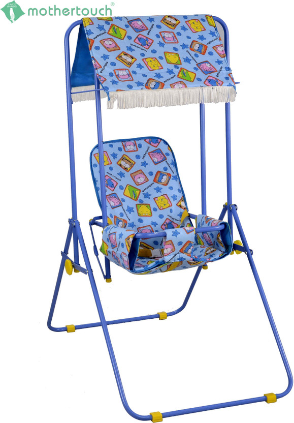 mother touch baby swing