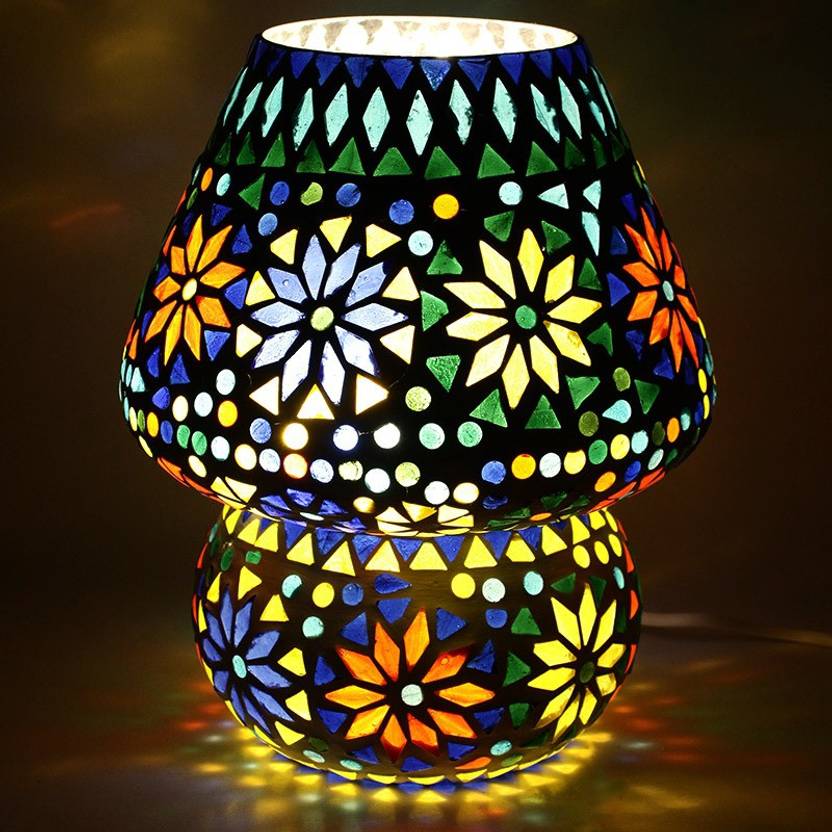 Earthenmetal Handcrafted Multicoloured Glass Table Lamp In Earthenmetal Handcrafted Multicoloured Glass Table Lamp
