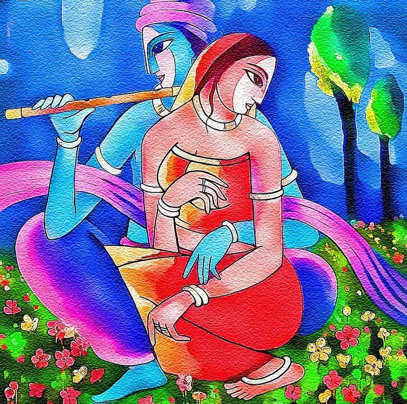 Khirki Radha Krishna Wall Decor Canvas Painting Canvas Painting