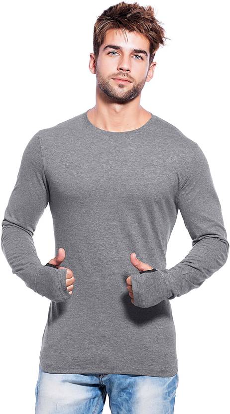 maniac solid men round neck grey t shirt buy dark grey maniac