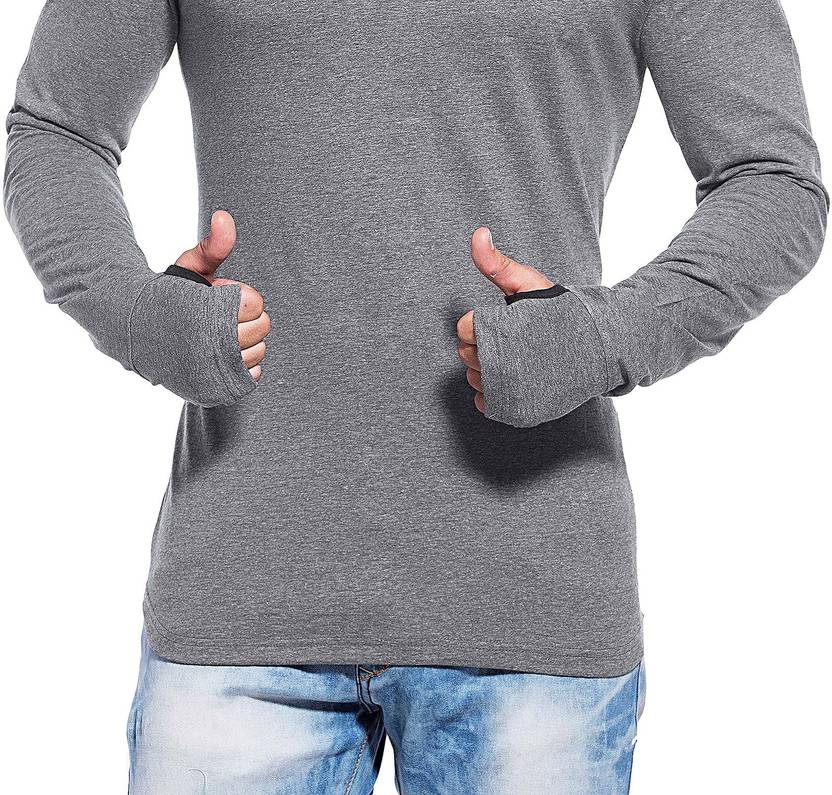 Maniac Solid Men's Round Neck Grey T-Shirt