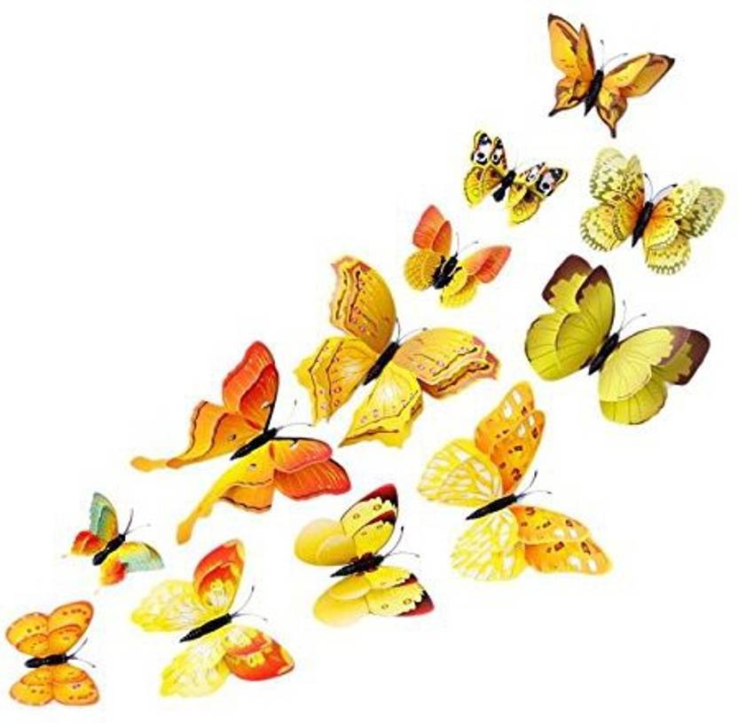 Futaba 3d Butterfly Adhesive Wall Decoration Stickers 12pcs