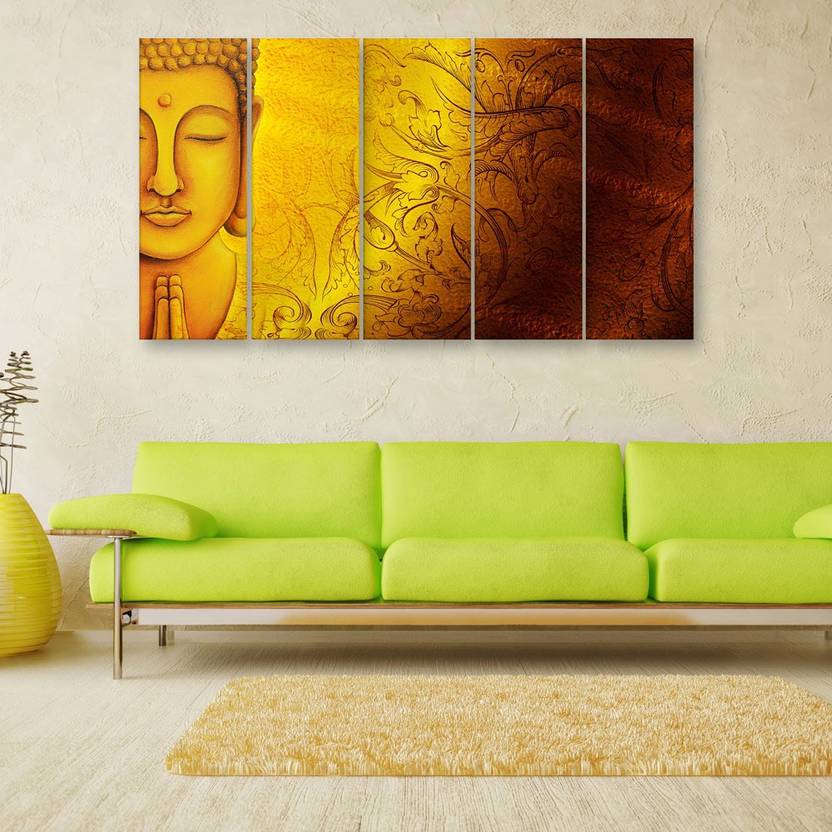 inephos Multiple Frames Buddha Art Wall Painting Digital Reprint 30 inch x 52 inch Painting