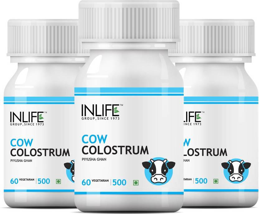 Inlife Cow Colostrum (500mg), 180 Veg Capsules (3Pack) Price in India