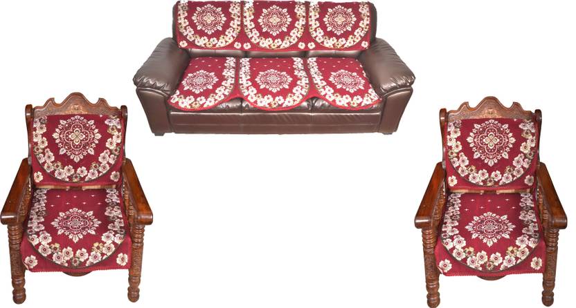 Pindia Fabric 3 1 For 5 Seater Maroon Sofa Cover