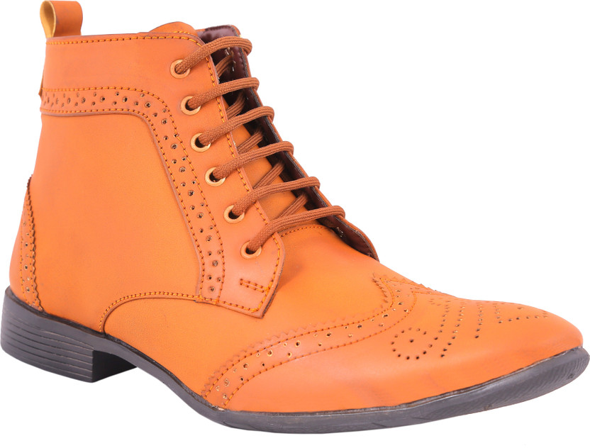 Brogue High ankle Shoes Lace Up For Men 